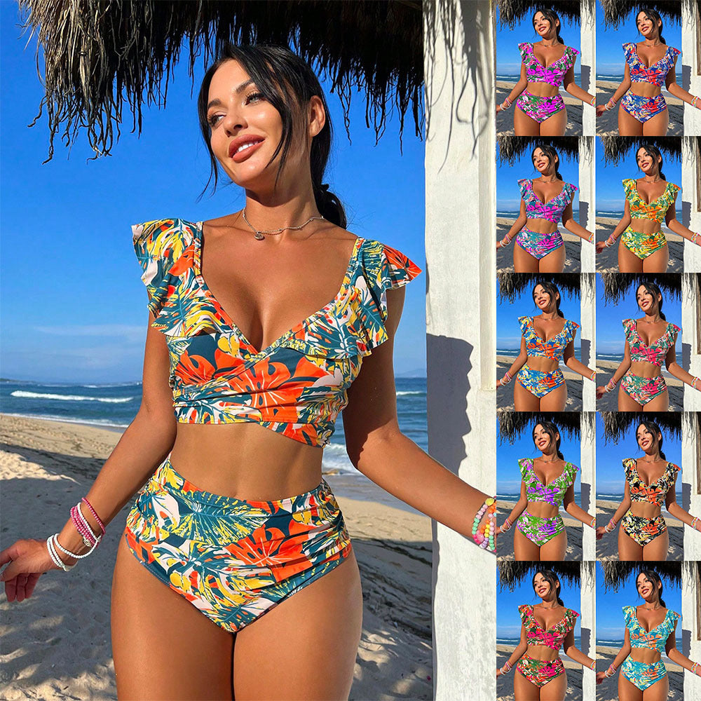 Two-piece Swimsuit Ruffled Halter Bikini